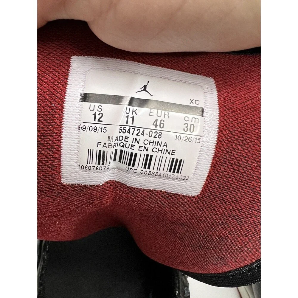 Jordan 1 Mid Black/Black-White-Gym Red Size 12 US  (554725 028)